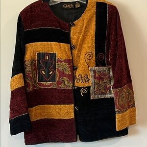 Allure - Black Velour/Velvety Jacket, M, Gold Accents